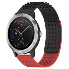 Per cinturino in silicone traspirante con punti 3D Garmin Vivoactive 3 fori da 20 mm (nero + rosso)