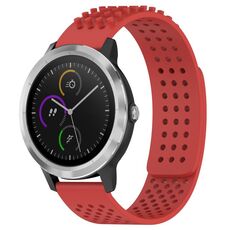 Per cinturino in silicone traspirante con punti 3D Garmin Vivoactive 3, fori da 20 mm (rosso)