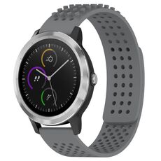 Per cinturino in silicone traspirante con punti 3D Garmin Vivoactive 3, fori da 20 mm (grigio)