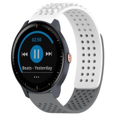 Per cinturino in silicone traspirante con punti 3D Garmin Vivoactive3 Music con fori da 20 mm (bianco + grigio)