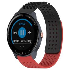 Per cinturino in silicone traspirante con punti 3D Garmin Vivoactive3 Music, fori da 20 mm (nero + rosso)