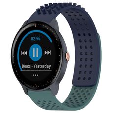 Per cinturino in silicone traspirante con punti 3D Garmin Vivoactive3 Music, fori da 20 mm (blu notte + verde oliva)