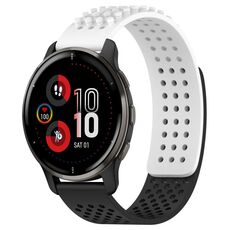 Per cinturino in silicone traspirante con punti 3D Garmin Venu 2 Plus con fori da 20 mm (bianco + nero)
