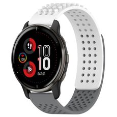 Per cinturino in silicone traspirante con punti 3D Garmin Venu 2 Plus con fori da 20 mm (bianco + grigio)