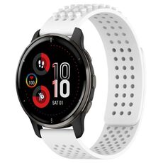 Per cinturino in silicone traspirante con punti 3D Garmin Venu 2 Plus con fori da 20 mm (bianco)