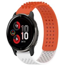Per cinturino in silicone traspirante con punti 3D Garmin Venu 2 Plus con fori da 20 mm (arancione + bianco)