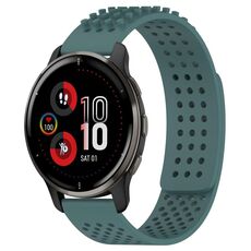 Per cinturino in silicone traspirante con punti 3D Garmin Venu 2 Plus con fori da 20 mm (verde oliva)