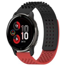 Per cinturino in silicone traspirante con punti 3D Garmin Venu 2 Plus con fori da 20 mm (nero + rosso)