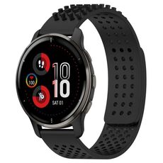 Per cinturino in silicone traspirante con punti 3D Garmin Venu 2 Plus con fori da 20 mm (nero)