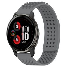 Per cinturino in silicone traspirante con punti 3D Garmin Venu 2 Plus con fori da 20 mm (grigio)