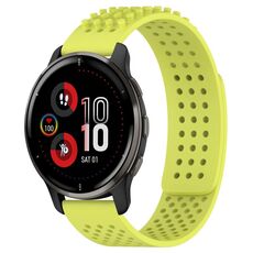 Per cinturino in silicone traspirante con punti 3D Garmin Venu 2 Plus con fori da 20 mm (verde lime)