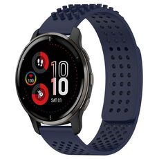Per cinturino in silicone traspirante con punti 3D Garmin Venu 2 Plus con fori da 20 mm (blu notte)