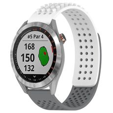 Per cinturino in silicone traspirante con punti 3D Garmin Approach S40 da 20 mm (bianco + grigio)