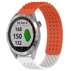 Per cinturino in silicone traspirante con punti 3D Garmin Approach S40 da 20 mm (arancione + bianco)