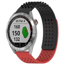 Per cinturino in silicone traspirante con punti 3D Garmin Approach S40 da 20 mm (nero + rosso)