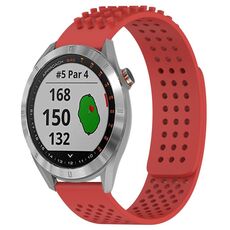Per cinturino in silicone traspirante con punti 3D Garmin Approach S40, fori da 20 mm (rosso)