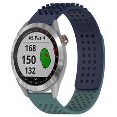 Per Garmin Approach S40 cinturino in silicone traspirante con punti 3D con fori da 20 mm (blu notte + verde oliva)