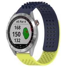 Per Garmin Approach S40 cinturino in silicone traspirante con punti 3D con fori da 20 mm (blu notte + verde lime)