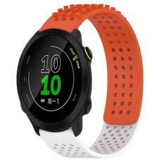 Per cinturino in silicone traspirante con punti 3D Garmin Forerunner 158 fori da 20 mm (arancione + bianco)