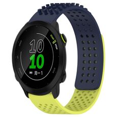 Per Garmin Forerunner 158 cinturino in silicone traspirante con punti 3D con fori da 20 mm (blu notte + verde lime)