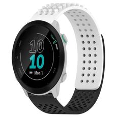 Per cinturino in silicone traspirante con punti 3D Garmin Forerunner 55 fori da 20 mm (bianco + nero)