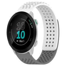 Per cinturino in silicone traspirante con punti 3D Garmin Forerunner 55 fori da 20 mm (bianco + grigio)