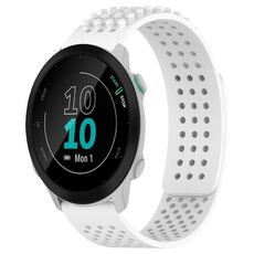 Per cinturino in silicone traspirante con punti 3D Garmin Forerunner 55, fori da 20 mm (bianco)