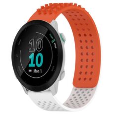 Per cinturino in silicone traspirante con punti 3D Garmin Forerunner 55 fori da 20 mm (arancione + bianco)