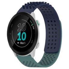 Per cinturino in silicone traspirante con punti 3D per Garmin Forerunner 55, fori da 20 mm (blu notte + verde oliva)