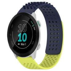 Per cinturino in silicone traspirante con punti 3D per Garmin Forerunner 55, fori da 20 mm (blu notte + verde lime)