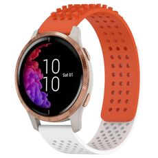 Per cinturino in silicone traspirante con punti 3D Garmin Venu da 20 mm (arancione + bianco)