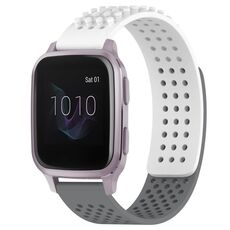 Per cinturino in silicone traspirante con punti 3D Garmin Venu SQ da 20 mm (bianco + grigio)