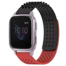 Per cinturino in silicone traspirante con punti 3D Garmin Venu SQ da 20 mm (nero + rosso)
