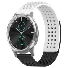 Per cinturino in silicone traspirante con punti 3D Garmin VivoMove Luxe da 20 mm (bianco + nero)