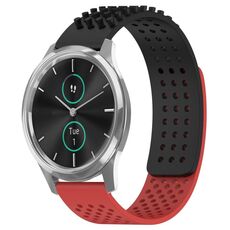 Per cinturino in silicone traspirante con punti 3D Garmin VivoMove Luxe da 20 mm (nero + rosso)