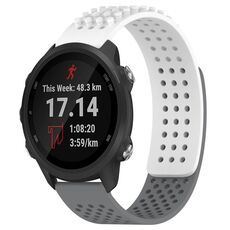 Per cinturino in silicone traspirante con punti 3D Garmin Forerunner 245 fori da 20 mm (bianco + grigio)