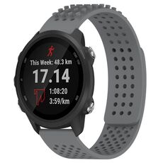 Per cinturino in silicone traspirante con punti 3D Garmin Forerunner 245, fori da 20 mm (grigio)