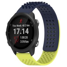 Per cinturino in silicone traspirante con punti 3D per Garmin Forerunner 245 fori da 20 mm (blu notte + verde lime)
