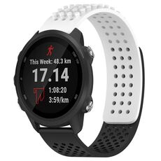 Per cinturino in silicone traspirante con punti 3D Garmin Forerunner 245 Music, fori da 20 mm (bianco + nero)