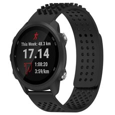 Per cinturino in silicone traspirante con punti 3D per Garmin Forerunner 245 Music, fori da 20 mm (nero)