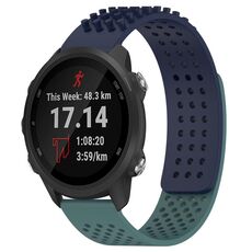Per Garmin Forerunner 245 Music cinturino in silicone traspirante con punti 3D con fori da 20 mm (blu notte + verde oliva)