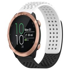 Per cinturino in silicone traspirante con punti 3D Garmin Forerunner 645 fori da 20 mm (bianco + nero)