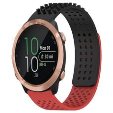Per cinturino in silicone traspirante con punti 3D Garmin Forerunner 645 fori da 20 mm (nero + rosso)