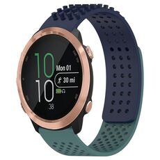 Per Garmin Forerunner 645 Music cinturino in silicone traspirante con punti 3D con fori da 20 mm (blu notte + verde oliva)
