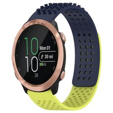 Per Garmin Forerunner 645 Music cinturino in silicone traspirante con punti 3D con fori da 20 mm (blu notte + verde lime)