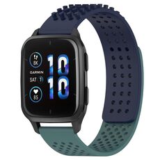 Per Garmin Forerunner Sq2 cinturino in silicone traspirante con punti 3D con fori da 20 mm (blu notte + verde oliva)