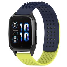 Per Garmin Forerunner Sq2 cinturino in silicone traspirante con punti 3D con fori da 20 mm (blu notte + verde lime)