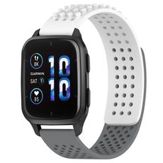 Per cinturino in silicone traspirante con punti 3D Garmin Forerunner Sq2 Music, fori da 20 mm (bianco + grigio)