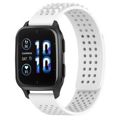 Per cinturino in silicone traspirante con punti 3D Garmin Forerunner Sq2 Music, fori da 20 mm (bianco)