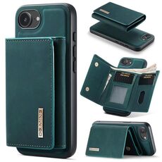 Custodia in pelle per iPhone 16e DG.MING M1 Series con portafoglio multi-carta a 3 ante (verde)
